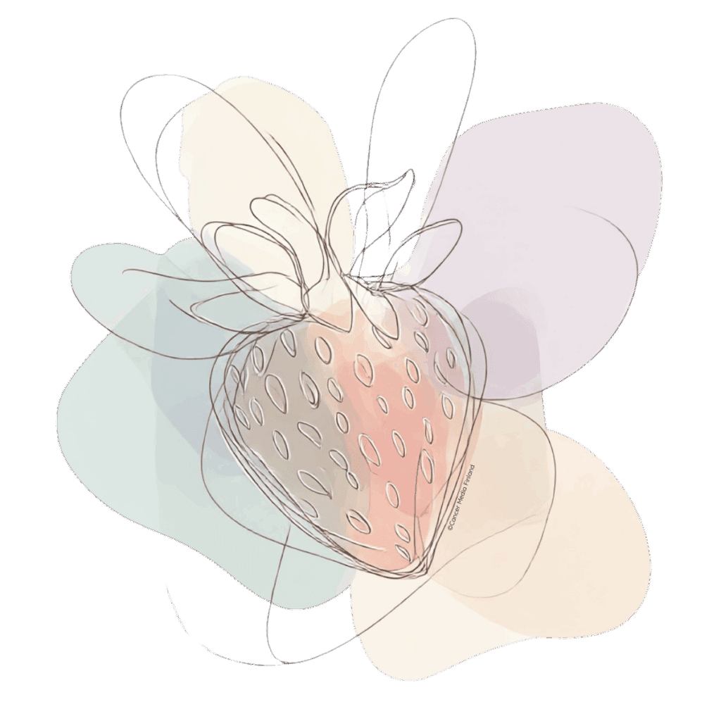 Kuvituskuvassa mansikka, liittyen rintasyövästä toipumiseen