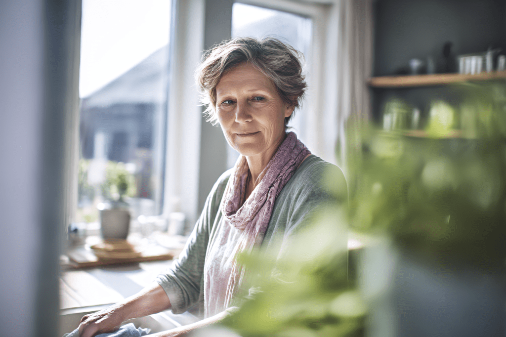 Nainen tiskaa mietteissään rintasyöpädiagnoosin saatuaan